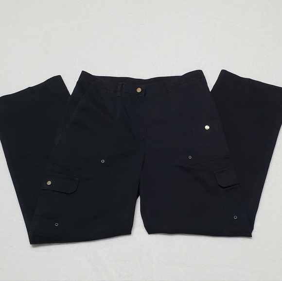 VINTAGE 90s Jones New York Black High Rise Loose Fit Lightweight Carpenter Pants - Picture 4 of 12